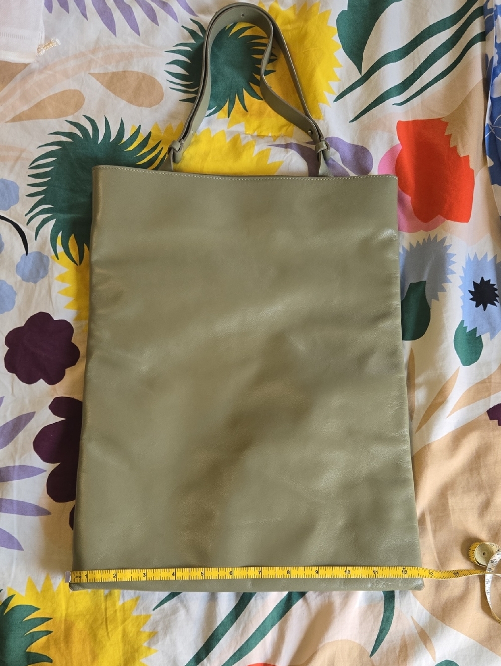 COS Minimalist Olive Green Leather Tote